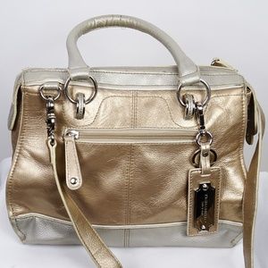 Tignanello Leather Shoulder Leather Metallic Gold